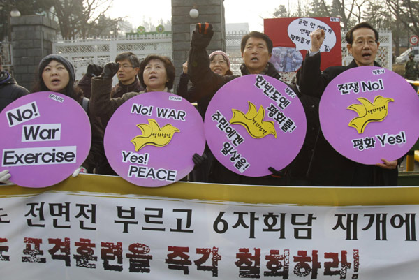 Anti-war and pro-unification activists in Seoul